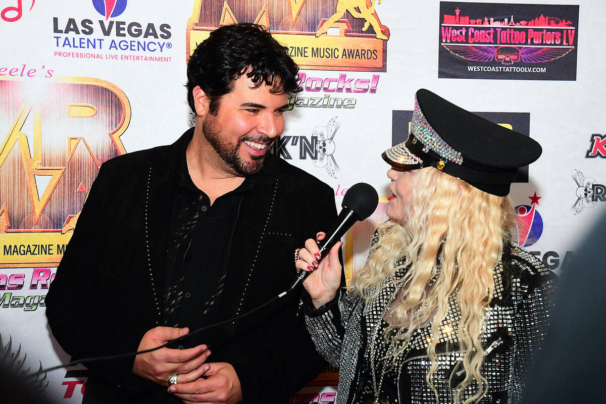 Frankie Moreno, left, and Vegas Rocks! Magazine founder Sally Steele are shown at the “Vegas ...