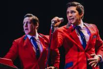 Joey Barreiro plays Frankie Valli during a dress rehearsal of “Jersey Boys” at The Orleans ...