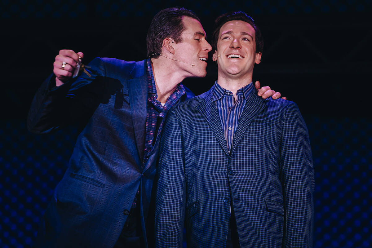 Kit Treece, right, plays as Bob Gaudio while Jonathan Cable, right, performs as Nick Massi duri ...