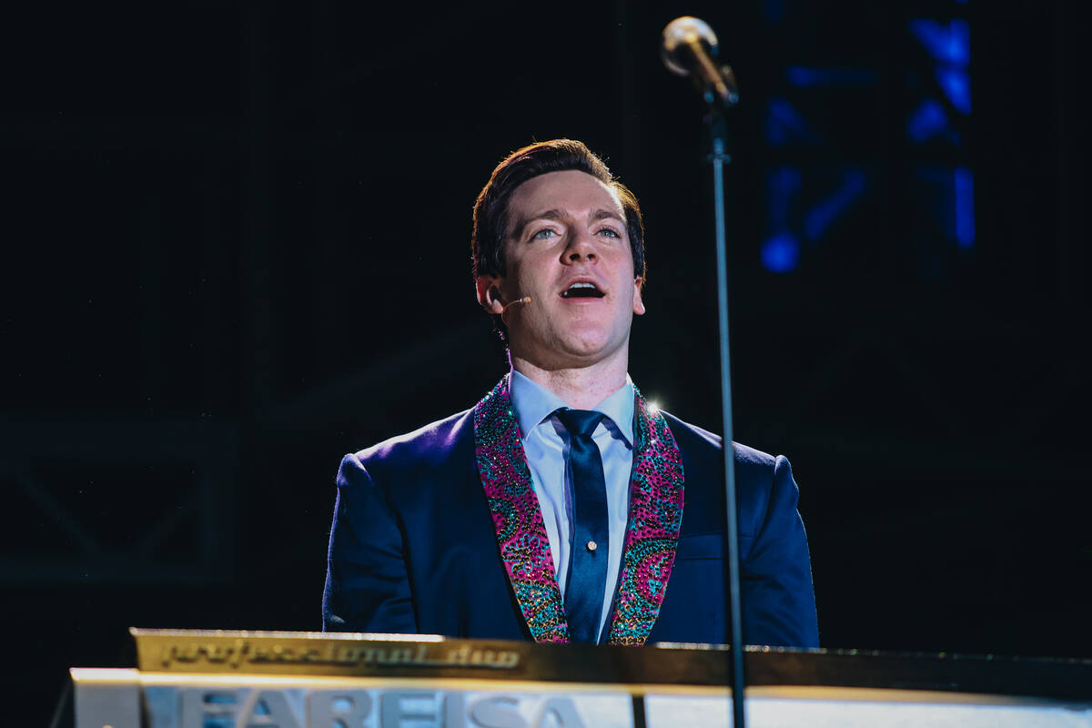 Kit Treece plays Bob Gaudio during a dress rehearsal of “Jersey Boys” at The Orleans hotel- ...