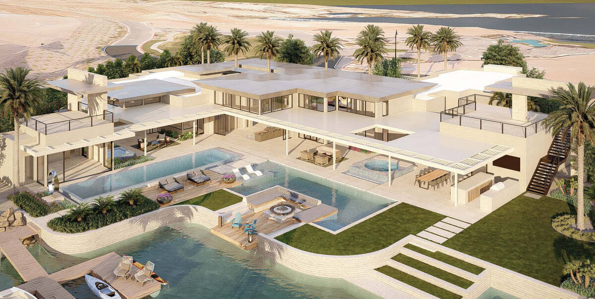This artist's rendering shows what one of Blue Heron's custom homes in The Island in Lake Las V ...