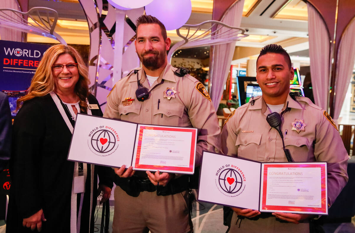 Officers Jacob Noriega and Ty Vesperas are honored with the “Good Ticket” award f ...