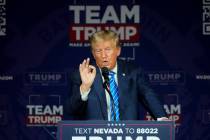 Republican presidential candidate and former President Donald Trump at a campaign event, Saturd ...
