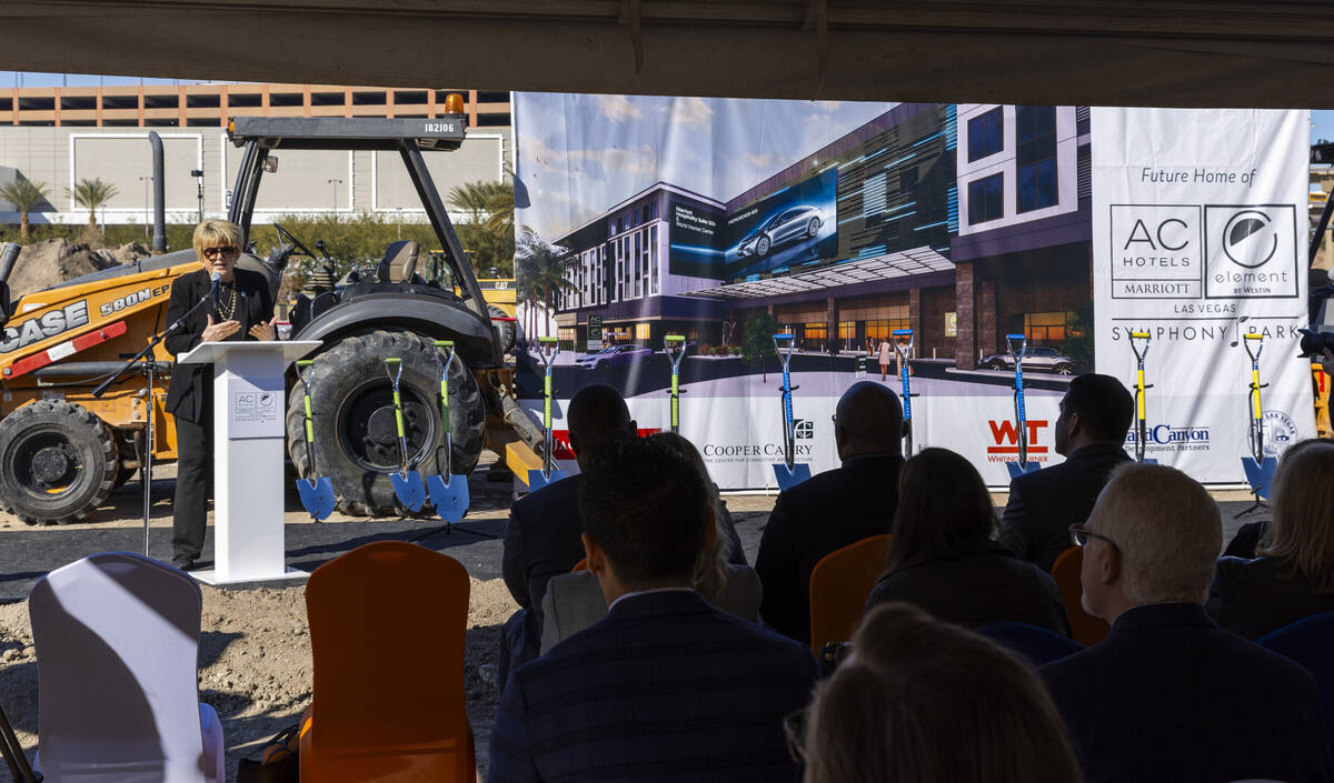 Mayor Carolyn Goodman speaks about the AC/Element Symphony Park Hotel during its groundbreaking ...