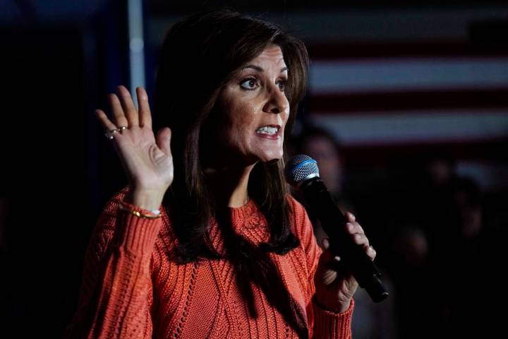 Republican presidential candidate former UN Ambassador Nikki Haley during a campaign stop, Mond ...