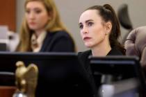 Clark County District Court Judge Jacqueline Bluth listens to arguments during a court hearing ...