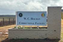 A sign for Holman Correctional Facility in Atmore, Ala., is shown on Thursday, Jan. 25, 2024. ...