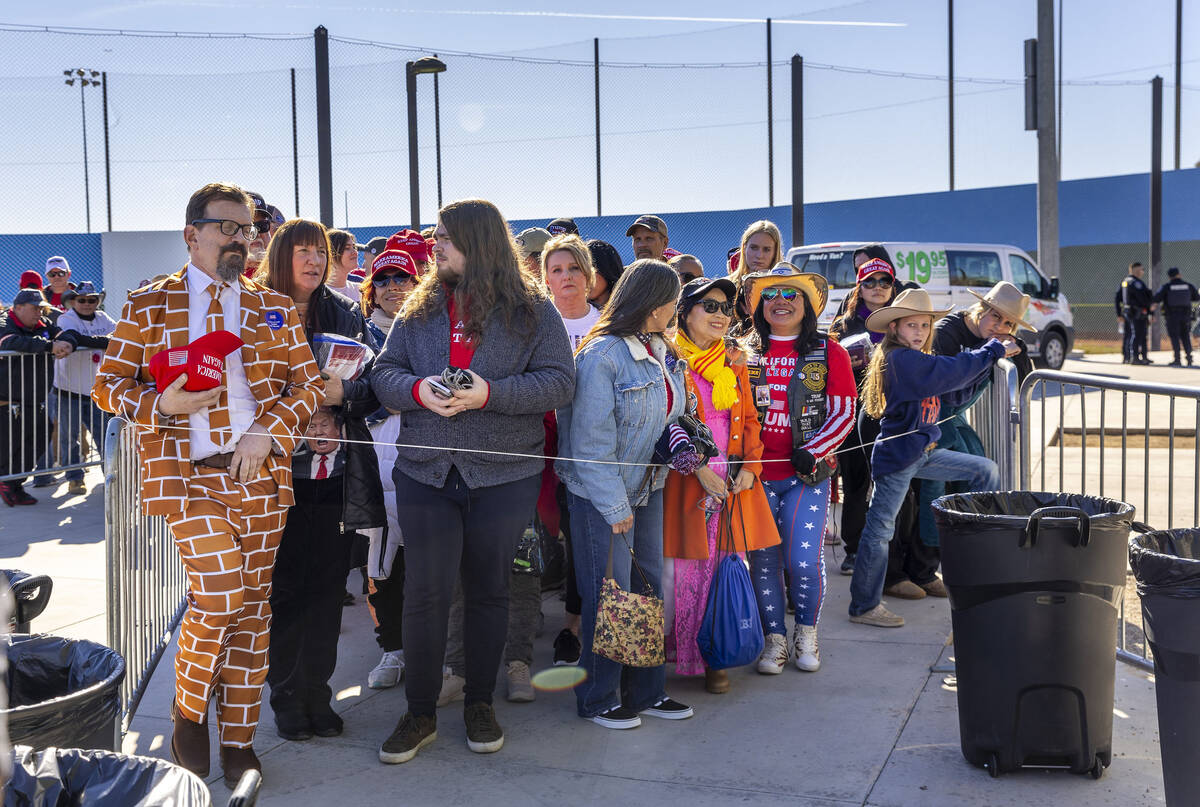 Supporters line up inside to see Republican presidential candidate former President Donald Trum ...