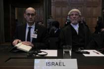 British jurist Malcolm Shaw, right, and Gilad Noam, Israel's Deputy Attorney-General for Intern ...