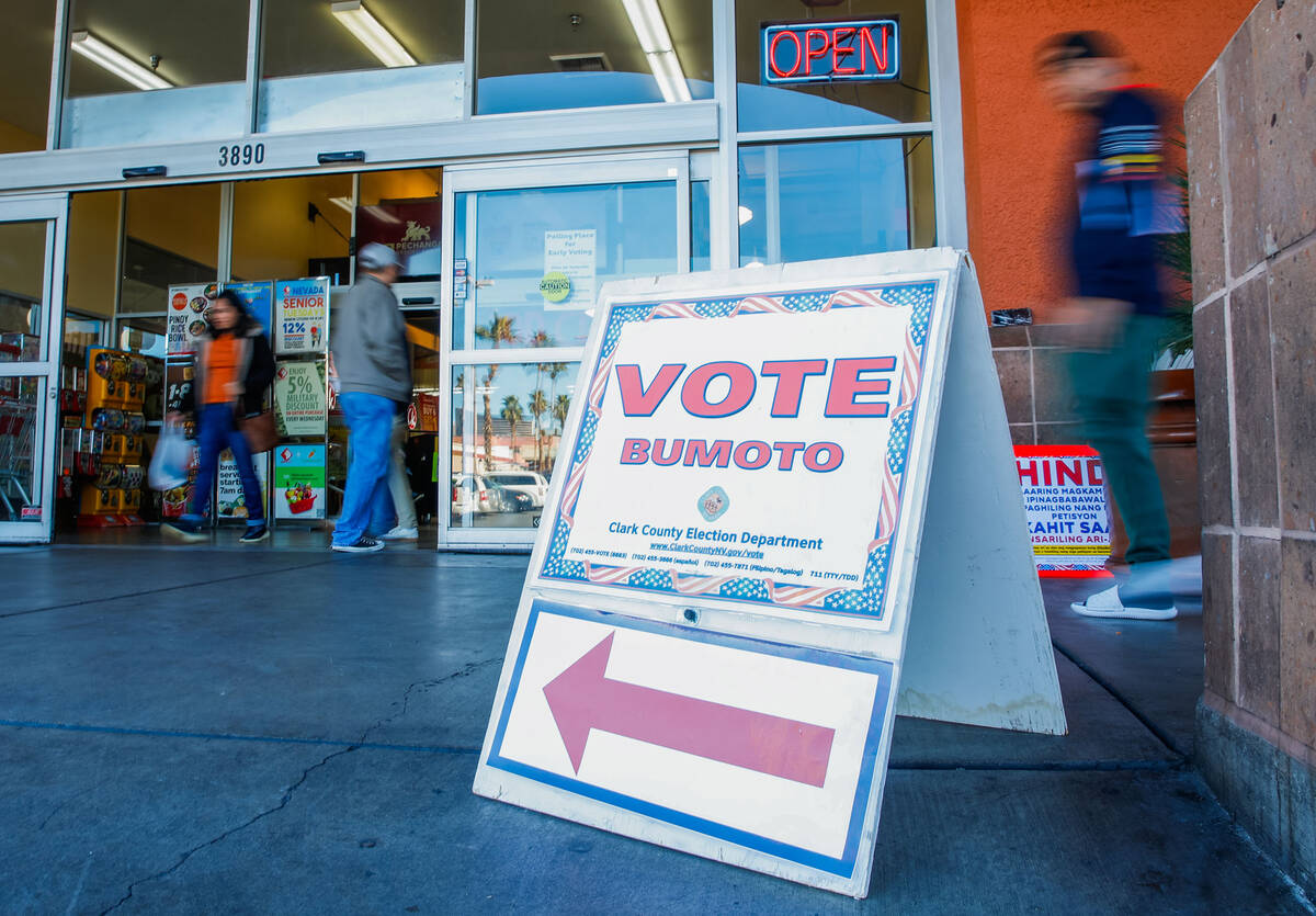 Seafood City Market opens its polling site for early voting on Saturday, Jan. 27, 2024 in Las V ...