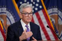 File - Federal Reserve Board Chair Jerome Powell speaks during a news conference about the Fede ...