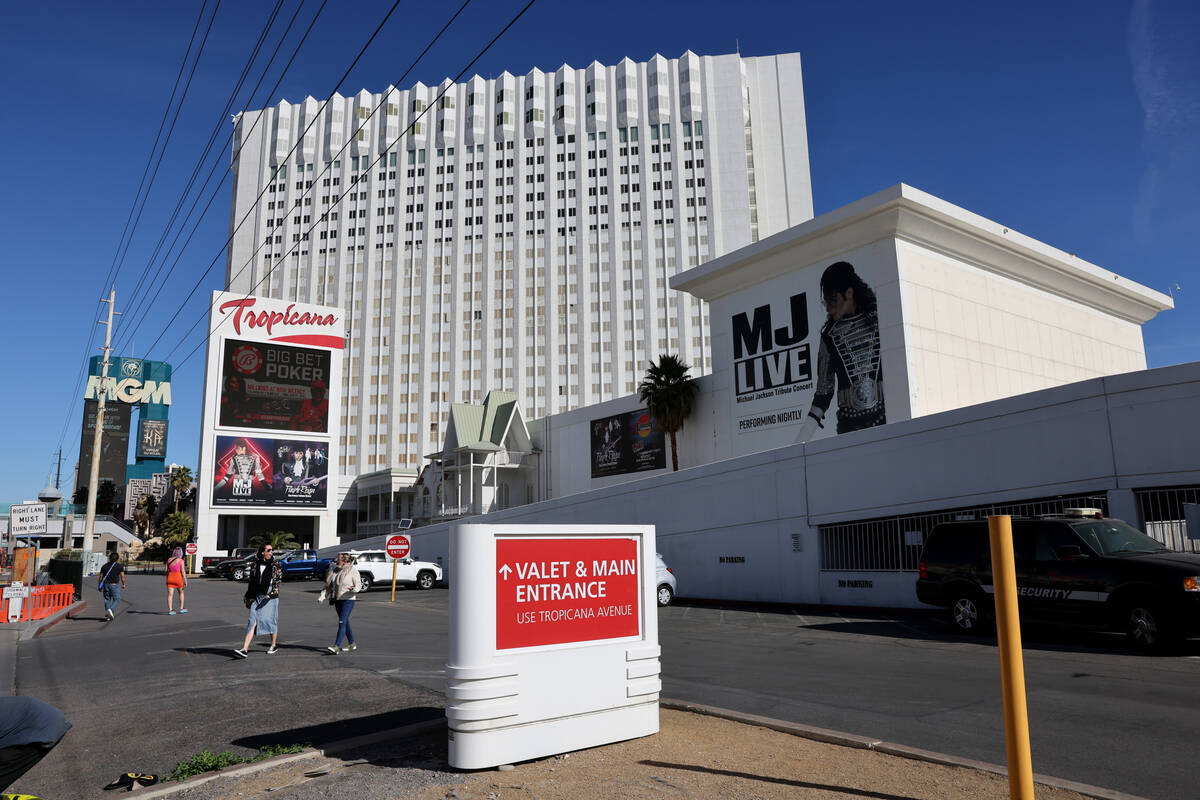 The Tropicana is shown on the Strip in Las Vegas on Monday, Jan. 29, 2024. The property is sch ...