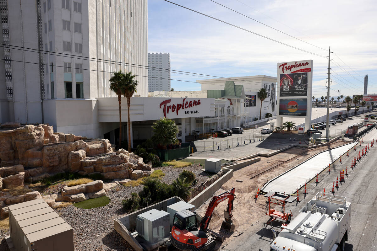 The Tropicana is shown on the Strip in Las Vegas on Monday, Jan. 29, 2024. The property is sche ...