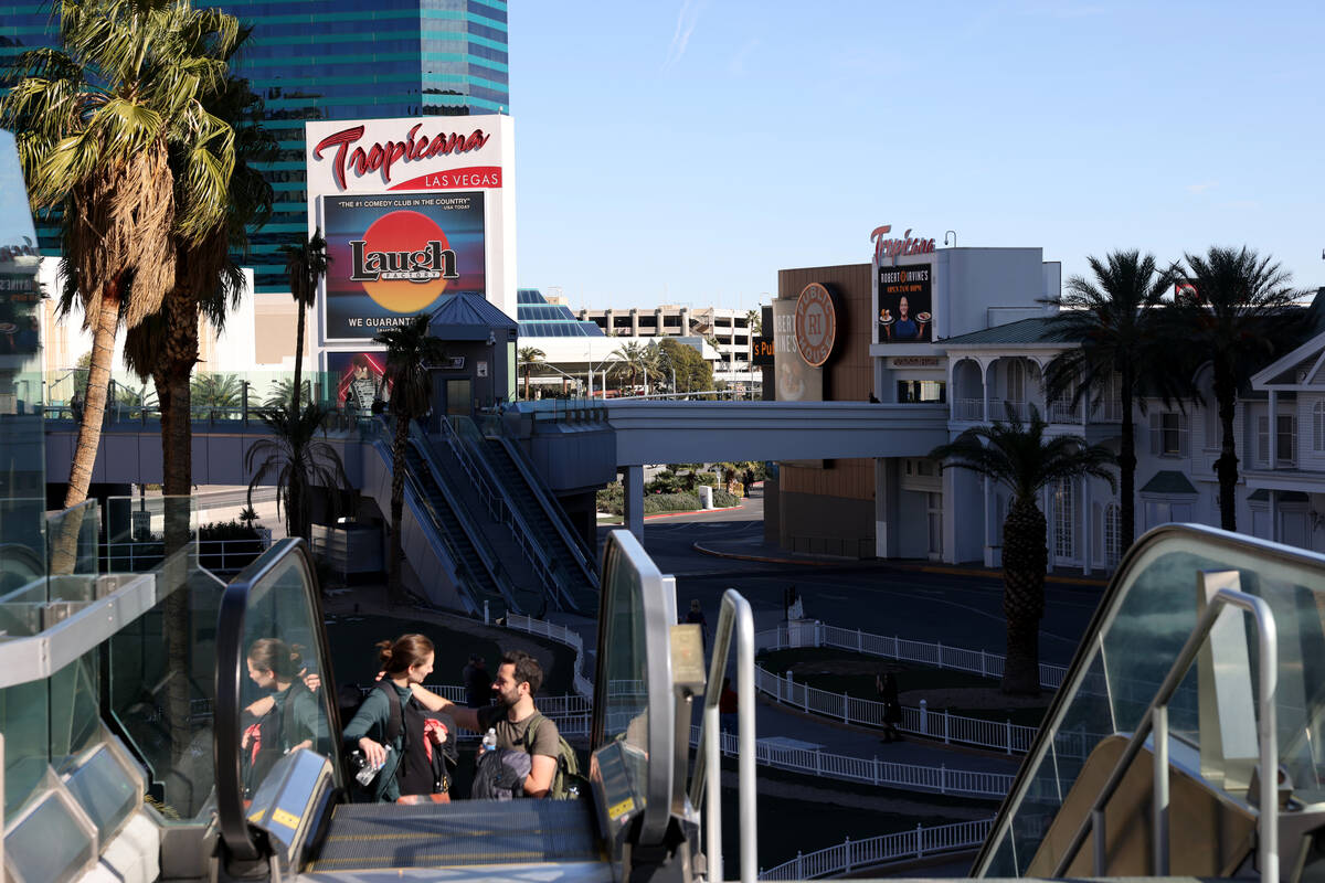 The Tropicana is shown on the Strip in Las Vegas on Monday, Jan. 29, 2024. The property is sche ...