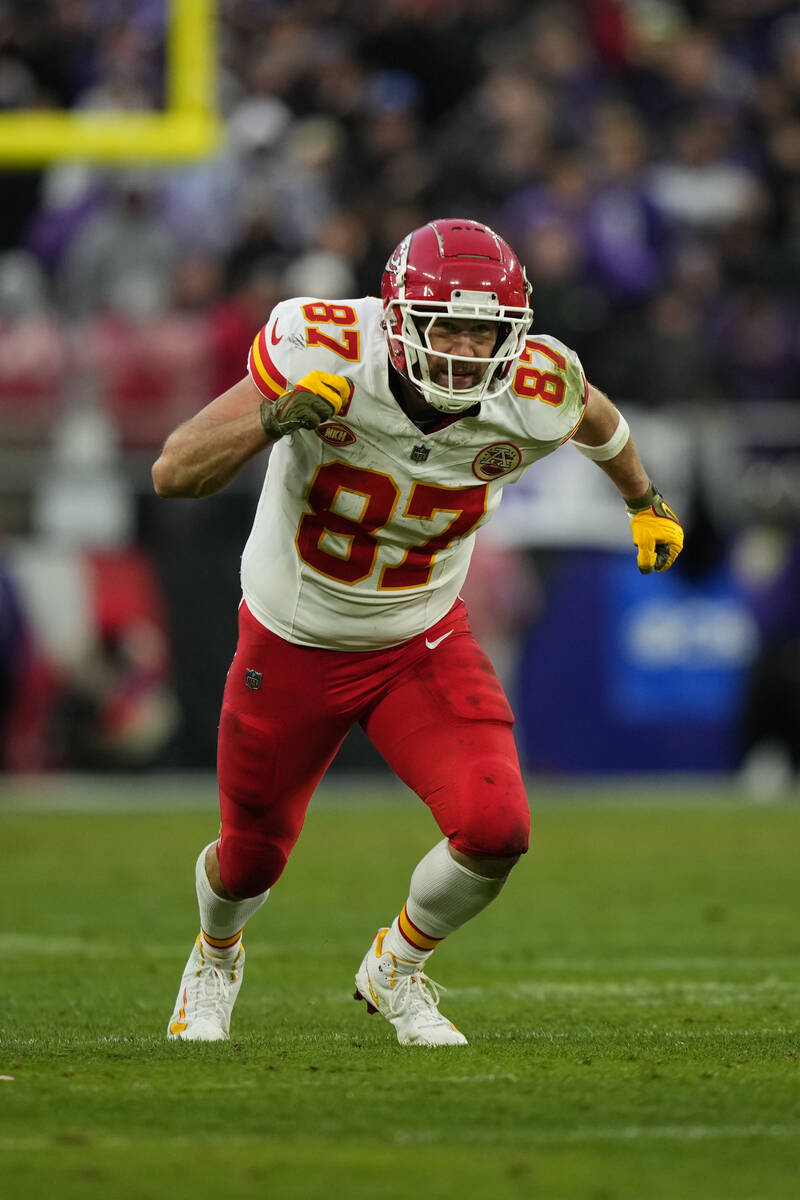 Kansas City Chiefs' Travis Kelce plays during the AFC Championship NFL football game, Sunday, J ...
