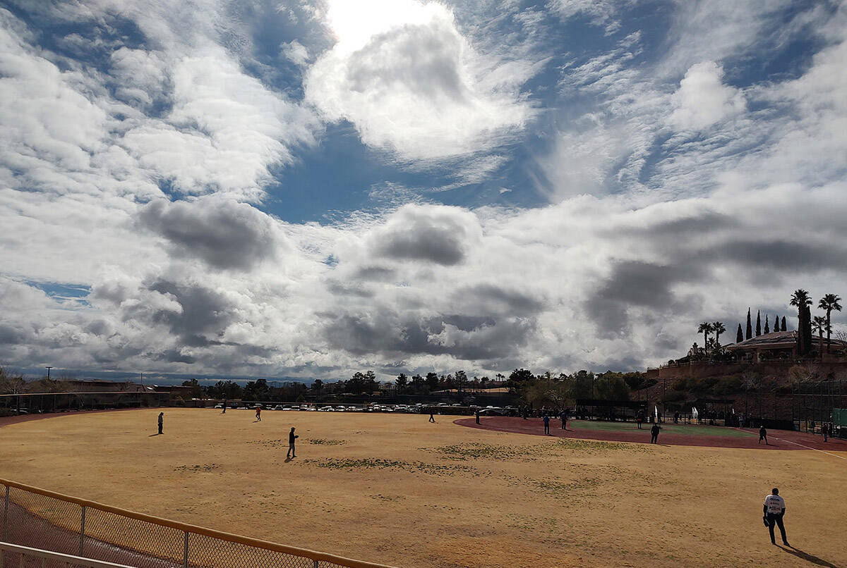 Softball players in Sun City Summerlin enjoy a game Tuesday, Jan. 23, 2024. (Marvin Clemons/La ...