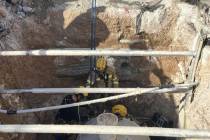 A worker was injured after falling into a trench at a Las Vegas construction site on Wednesday. ...