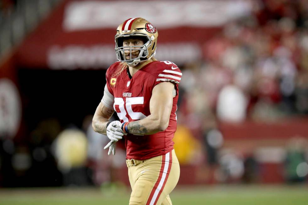 San Francisco 49ers tight end George Kittle (85) on the field during an NFL divisional round pl ...