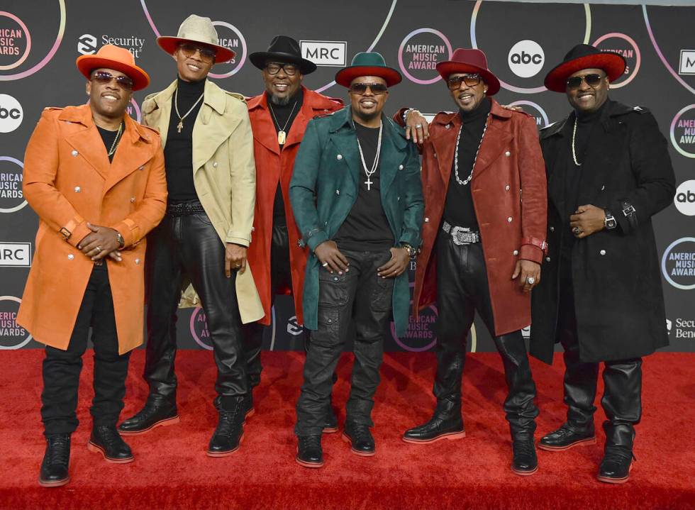 FILE - Michael Bivins, from left, Ronnie Devoe, Bobby Brown, Ricky Bell, Ralph Tresvant and Joh ...
