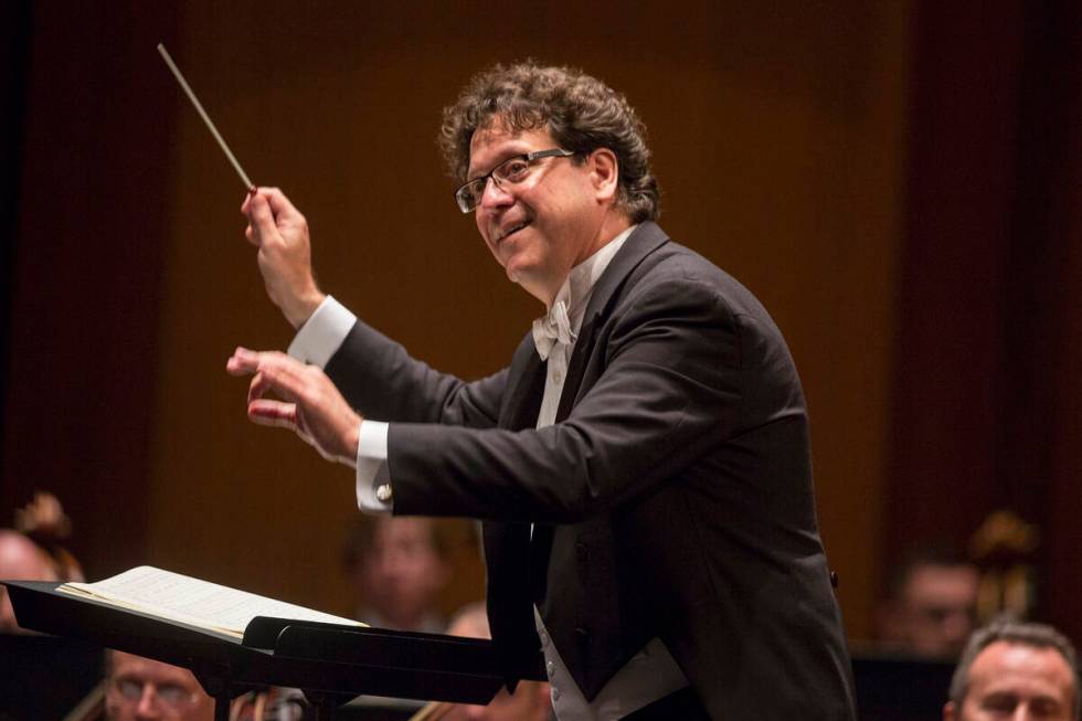 Music Director Donato Cabrera directs the Las Vegas Philharmonic on Saturday, Sept. 7, 2019, at ...