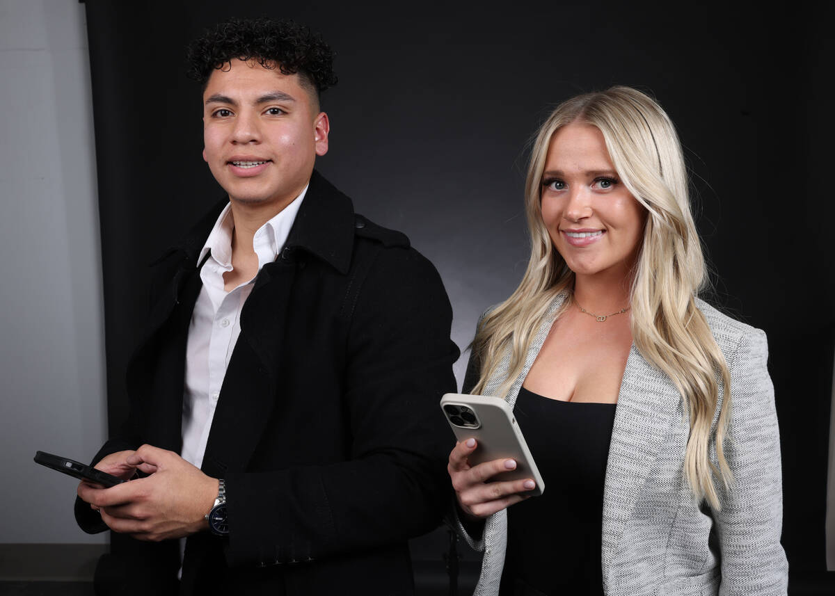 Generation Z real estate agents Bryan Cornejo, 21, and Khloe Hammond, 22, pose for a photo at t ...