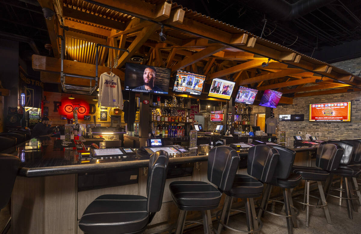 The main bar at Joey's Tavern where they are planning their Super Bowl watch party festivities ...