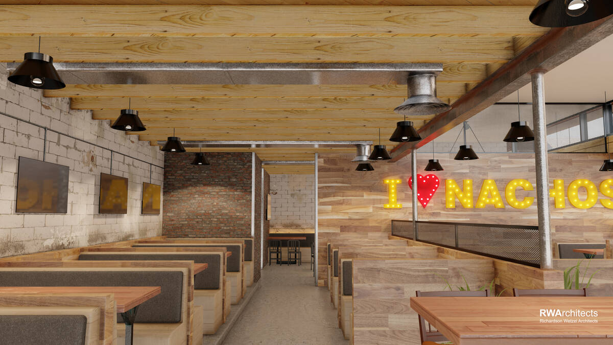 A dining room rendering of the Nacho Daddy opening Feb. 9, 2024, on North Fourth Street in down ...