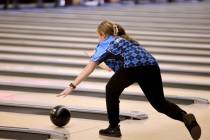 Centennial bowler Lilly Houle rolls during the Class 5A Nevada state bowling team championships ...