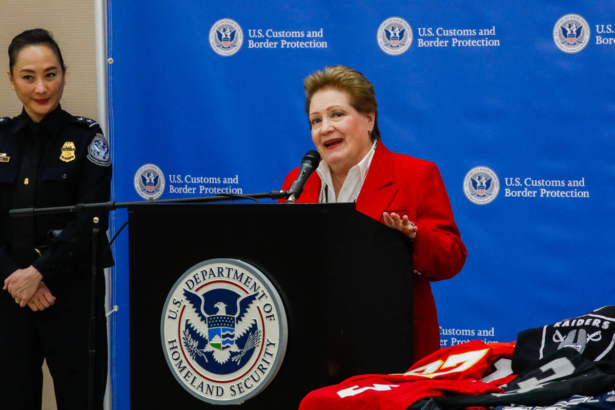 Federal Security Director for TSA Karen Burke speaks during a Super Bowl LVIII safety press con ...