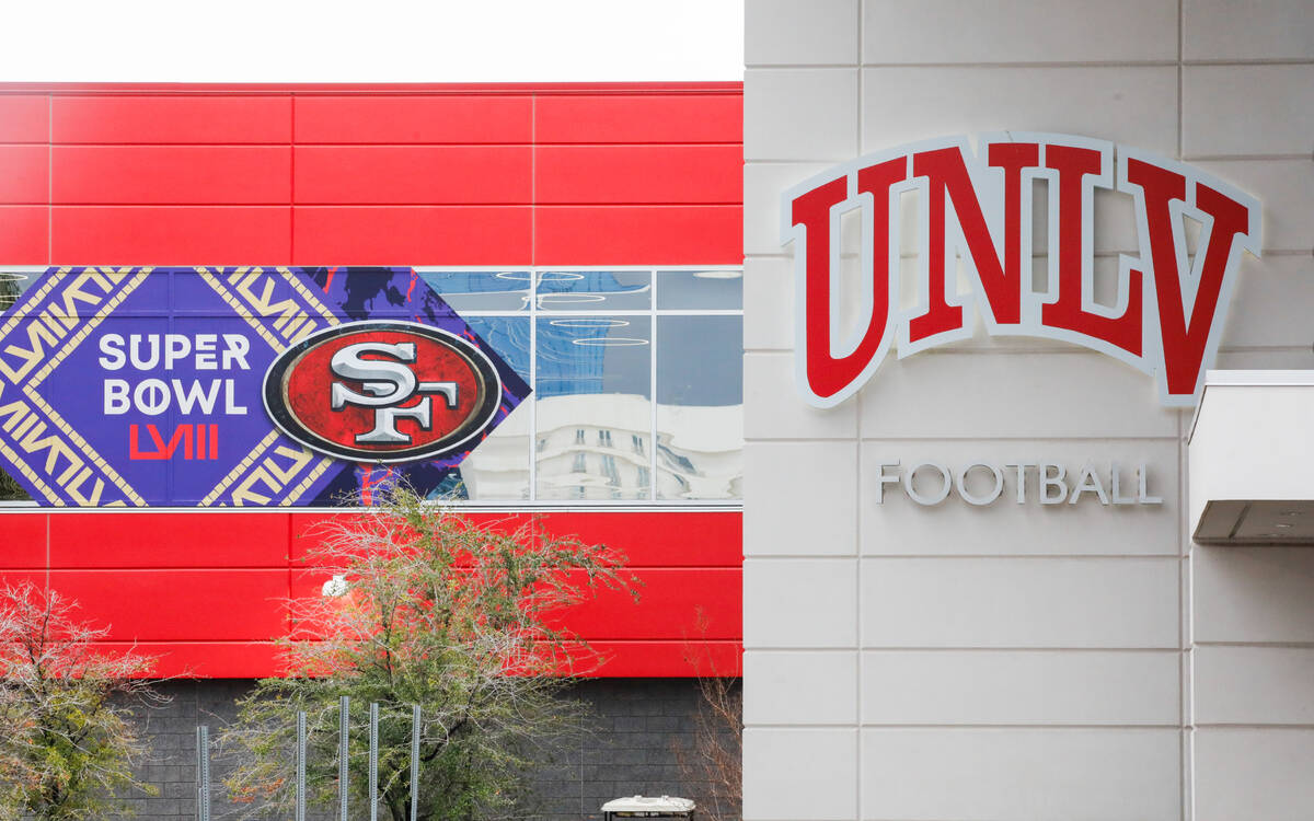 The San Fransisco 49ers training facility for Super Bowl LVIII is being held at the UNLV Fertit ...