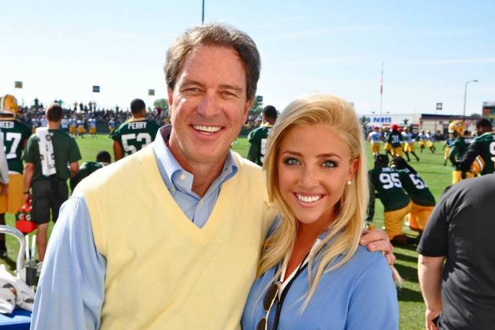 Play-by-play announcer Kevin Harlan, left, and reporter Olivia Harlan Dekker will make history ...