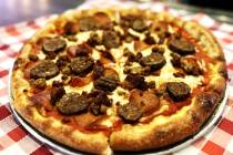 The vegan Non-Meat Lovers Pizza from Slice of Vegas Pizza Kitchen & Bar in Mandalay Bay on ...