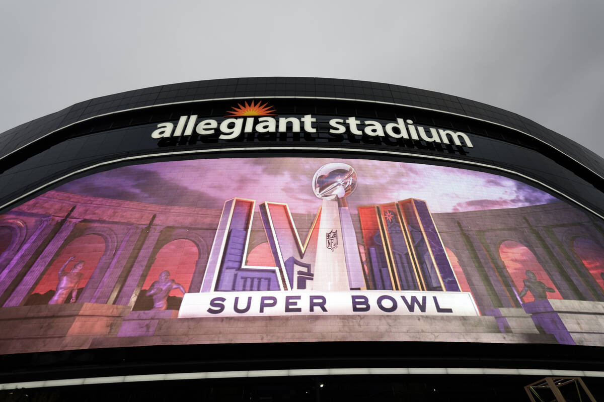 Allegiant Stadium during NFL football Super Bowl 58 opening night Monday, Feb. 5, 2024 in Las V ...