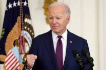 President Joe Biden speaks in the East Room during an event to welcome mayors attending the U.S ...