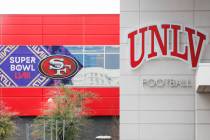 The San Fransisco 49ers training for Super Bowl LVIII is being held at the UNLV Fertitta Footba ...