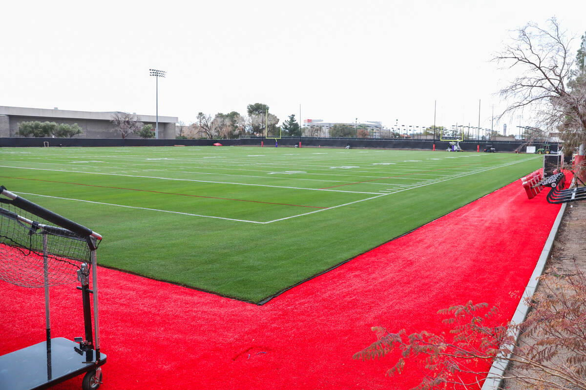 The San Fransisco 49ers training for Super Bowl LVIII is being held at the UNLV Fertitta Footba ...