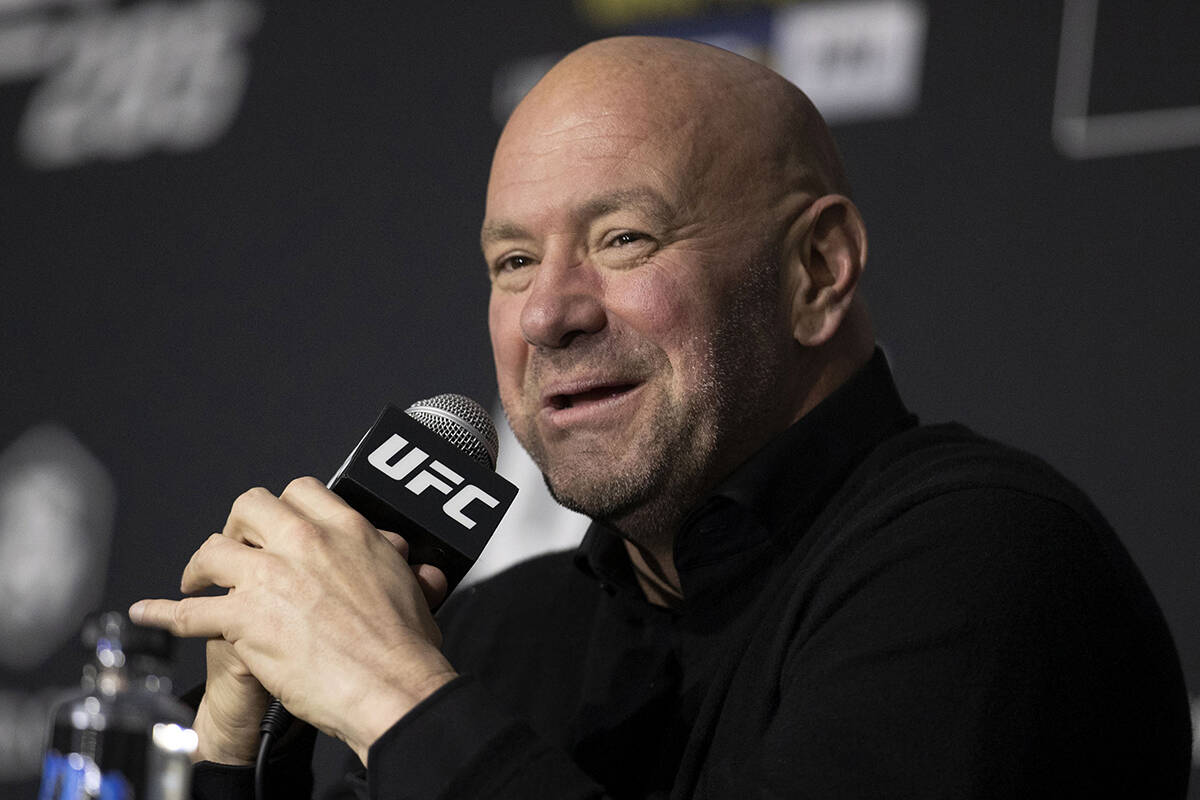 UFC president Dana White answers a question at a news conference following the UFC 285 fight ca ...