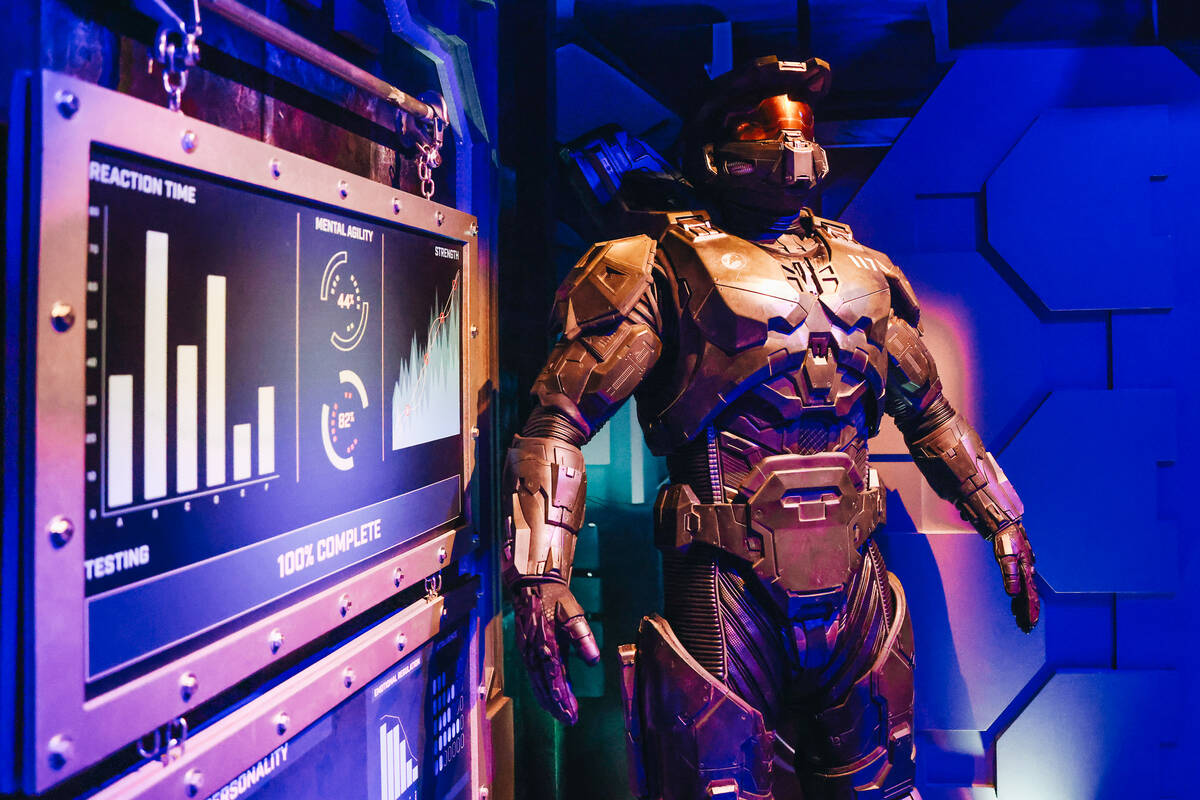 A “Halo” themed room is seen at the Paramount attraction in front of The Mirage o ...
