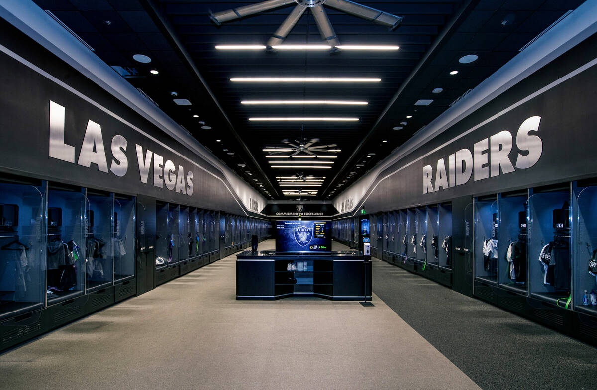 The expansive locker room within the Intermountain Healthcare Performance Center and Raiders he ...