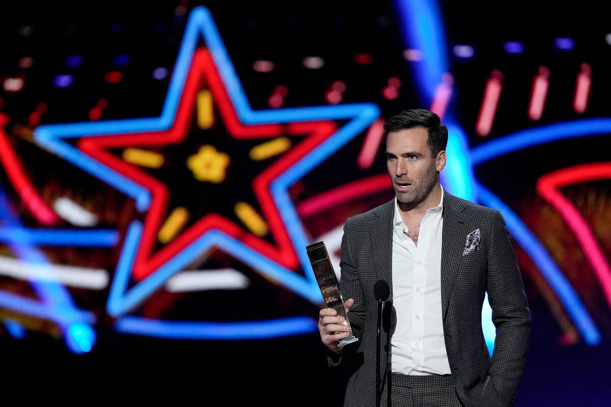 Cleveland Browns' Joe Flacco, AP comeback player of the year speaks during the NFL Honors award ...
