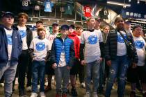 Make-A-Wish kids arrive at the Lids Flagship Store, on Thursday, Feb. 8, 2024, in Las Vegas. Ra ...
