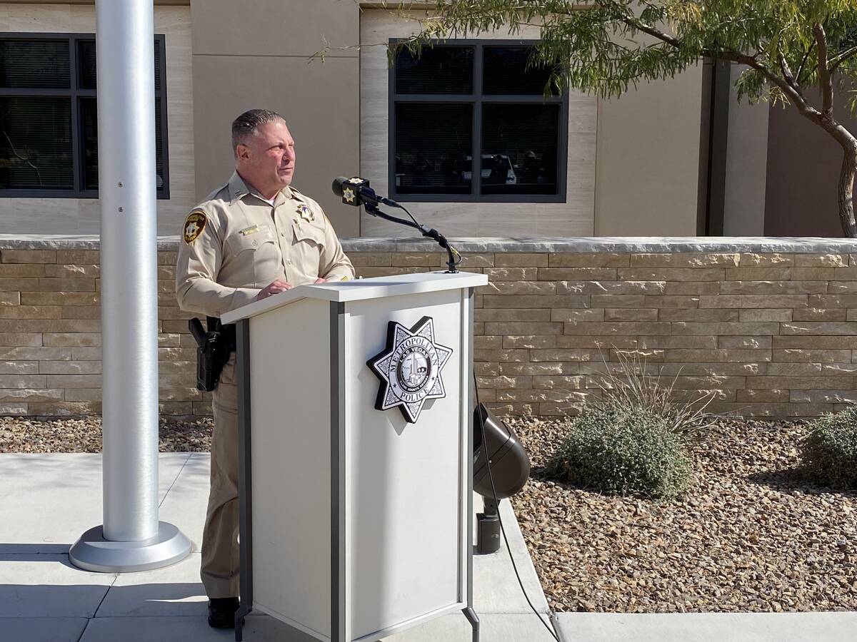 Metropolitan Police Department Capt. Joe Lepore speaks with media outside the Summerlin area co ...