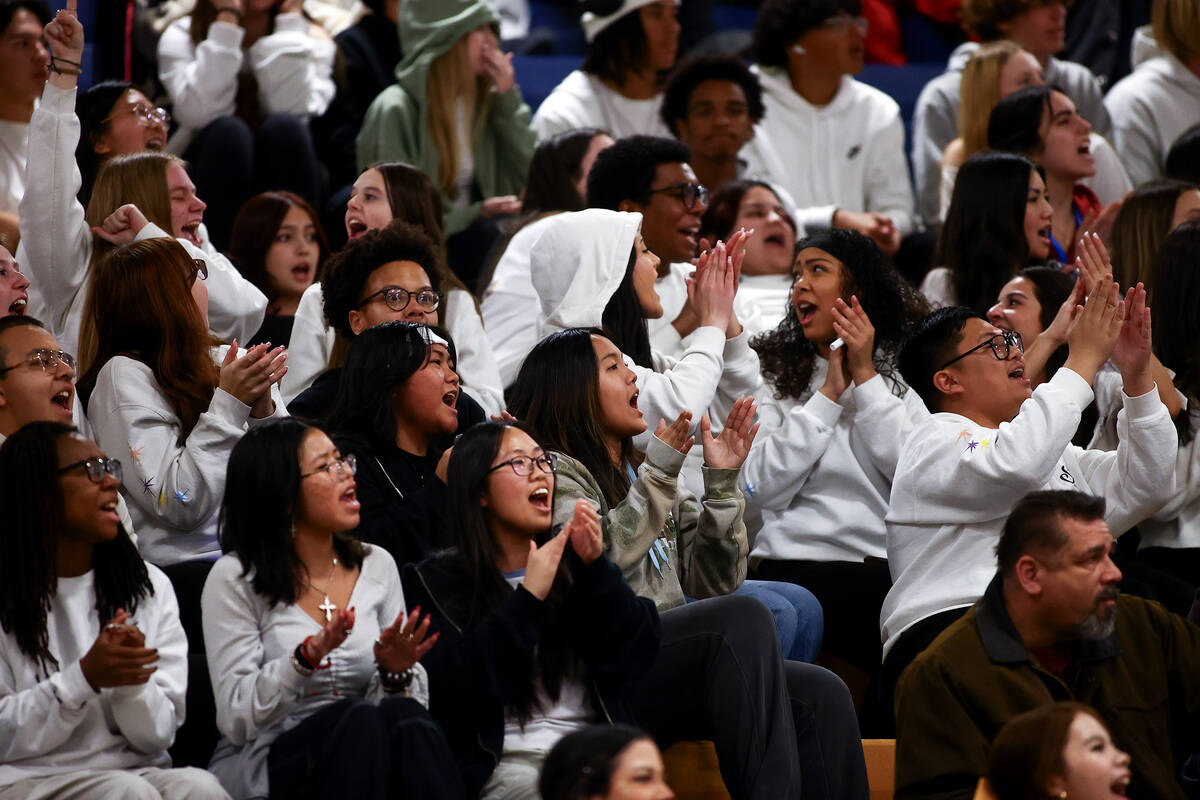 Sierra Vista fans cheer for their team during a Class 4A first round playoff high school basket ...