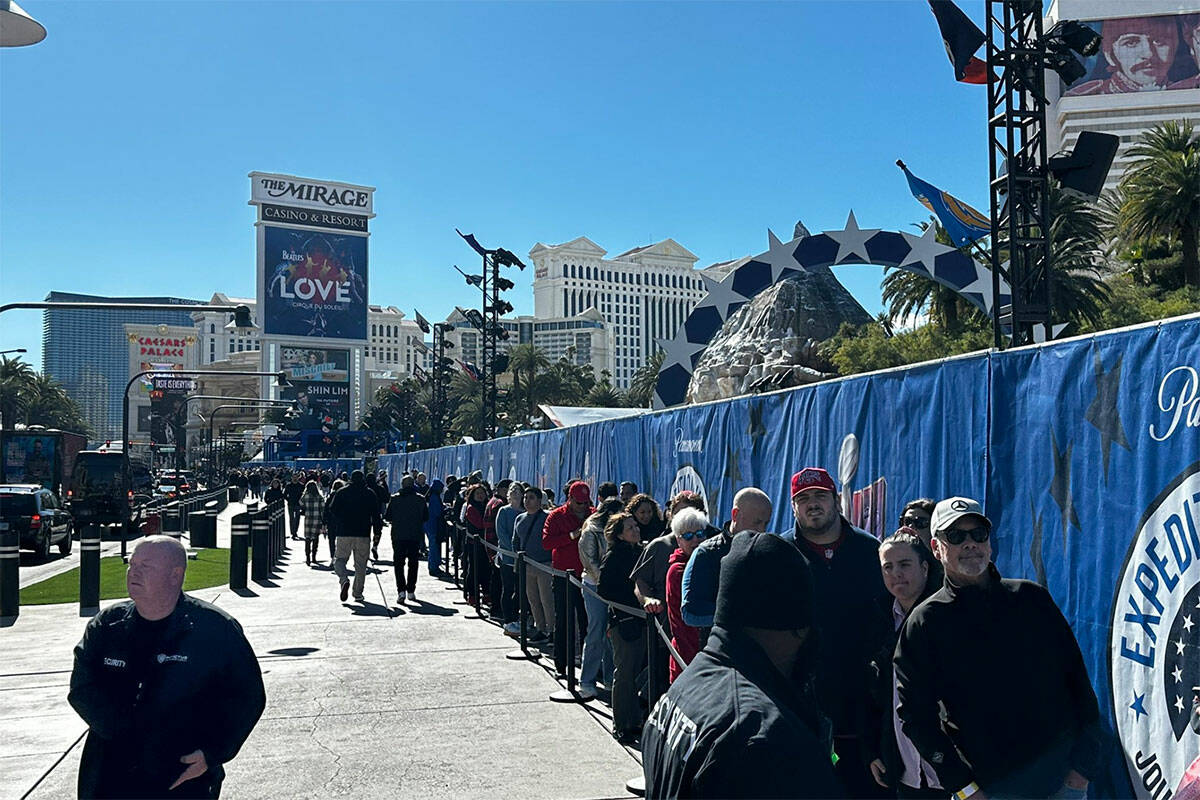 Energy is upbeat and seems dozens of people are in line for the Expedition Vegas fan expedition ...