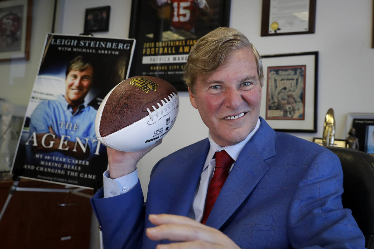 Agent Leigh Steinberg poses for a picture at his office Thursday, Feb. 13, 2020, in Newport Bea ...