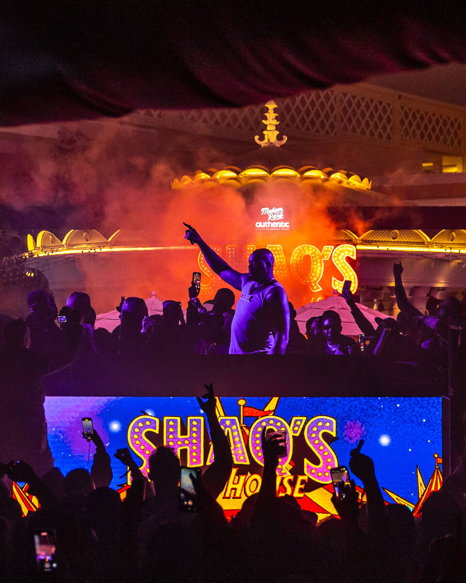 DJ Diesel, aka Shaq, at Shaq's Fun House at XS Nightclub in Las Vegas on Friday, Feb. 9, 2024. ...