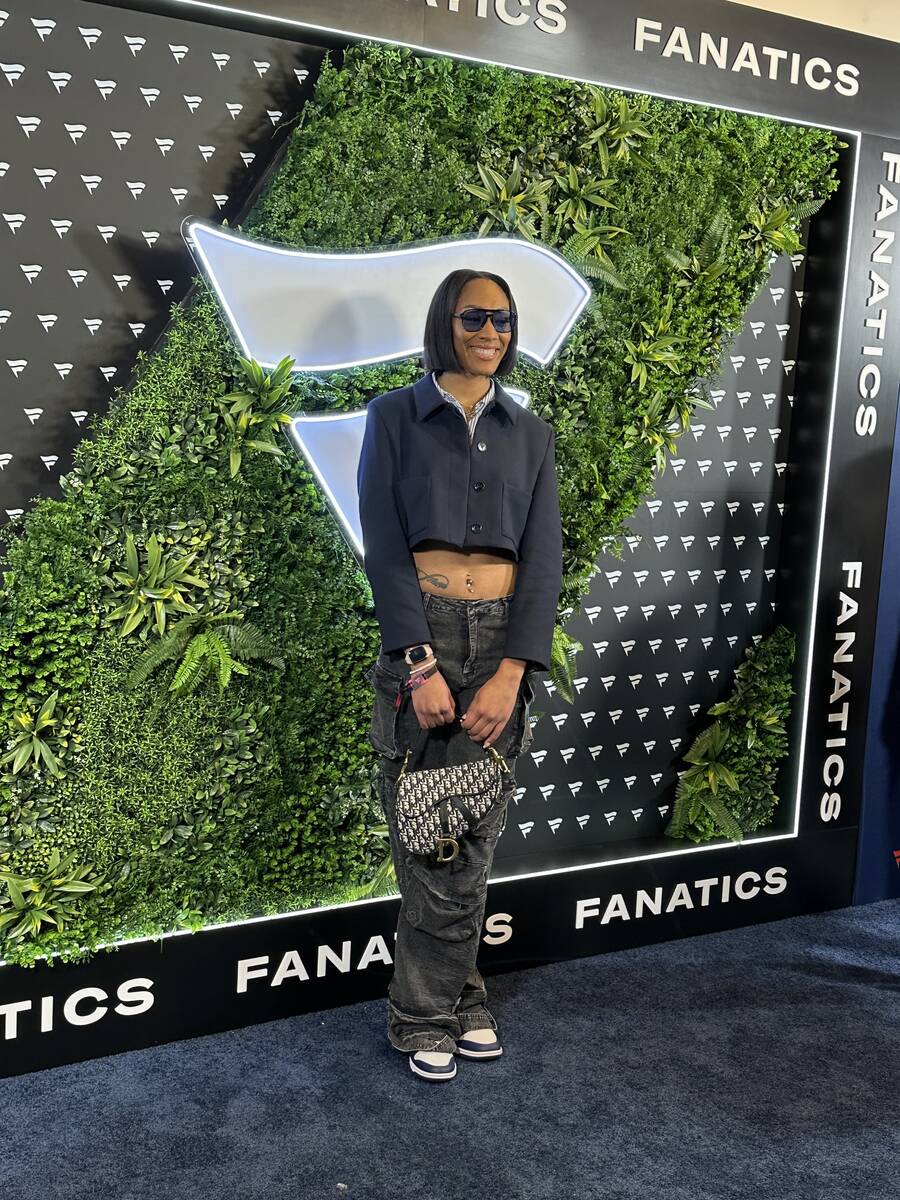 Aces star A'ja Wilson walks the blue carpet at the Fanatics Super Bowl LVIII Party at Marquee D ...