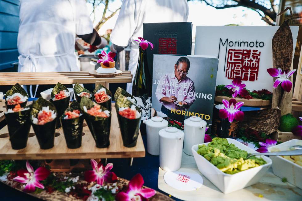 Dishes from Moriomoto are laid out at the Taste of NFL event at the Keep Memory Alive Center on ...