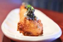 Hush puppies with caviar and labneh from the new menu launched in early 2024 at Other Mama, the ...