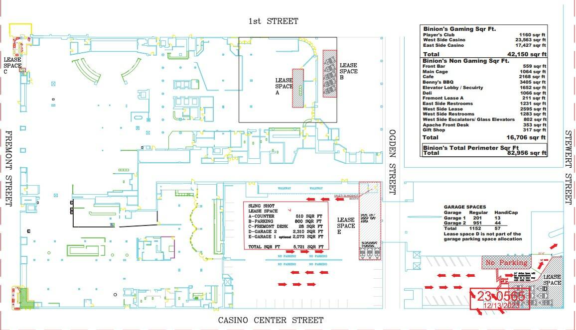 This undated document shows plans for a proposed auto rental business at Binion's hotel-casino ...